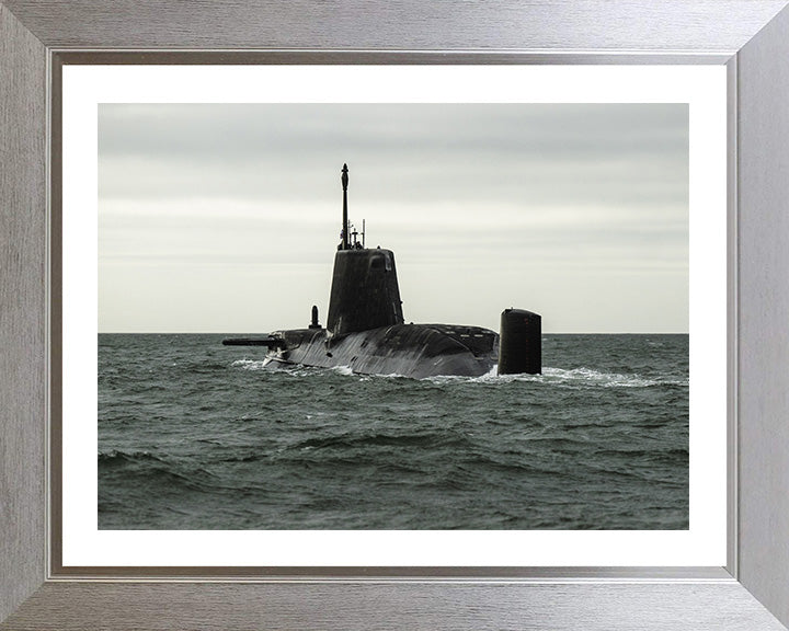 HMS Anson (S123) Photo Print - Port Quarter - Royal Navy Astute Class Submarine Hampshire Prints 10 x 8 Silver Frame Yes