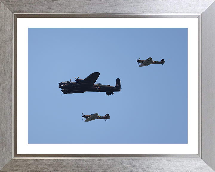 RAF Battle of Britain Memorial Flight Photo Print - Royal Air Force Aircraft Hampshire Prints 10 x 8 Silver Frame Yes