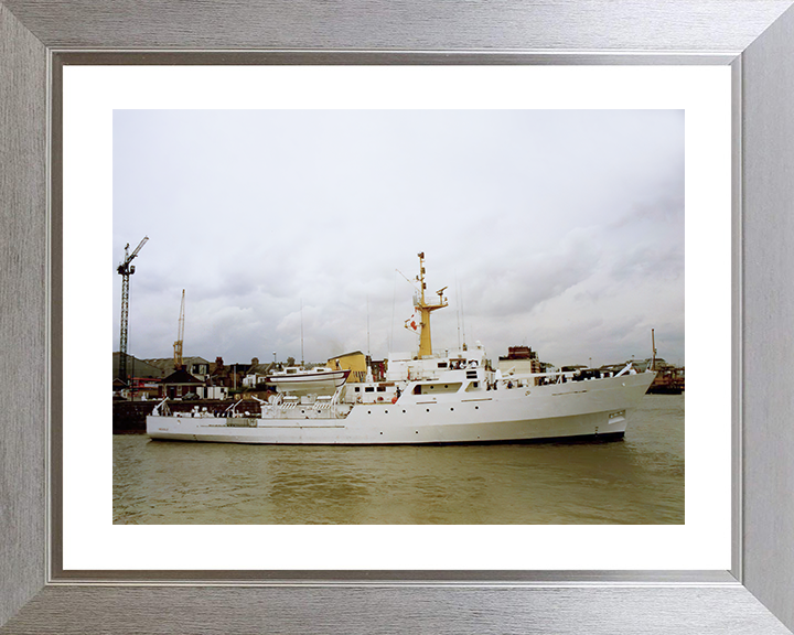 HMS Beagle (A319) Royal Navy Bulldog Class Survey Vessel Starboard Beam View Photo Print Wall Art Decor Posters, Prints, & Visual Artwork Hampshire Prints 10 x 8 Silver Frame Yes