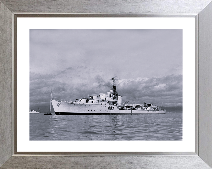 HMS Ulster (R83) - At a Buoy 1946 - Royal Navy U Type Destroyer Photo Print Wall Art Naval Decor UK Posters, Prints, & Visual Artwork Hampshire Prints 10 x 8 Silver Frame Yes