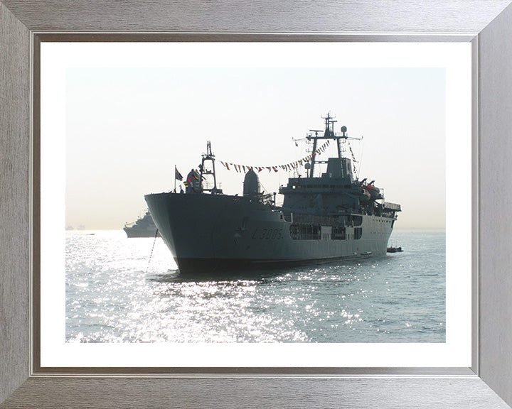 RFA Sir Galahad (L3005) Photo Print - Dress Ship - Royal Fleet Auxiliary Round Table Class Ship Hampshire Prints 10 x 8 Silver Frame Yes