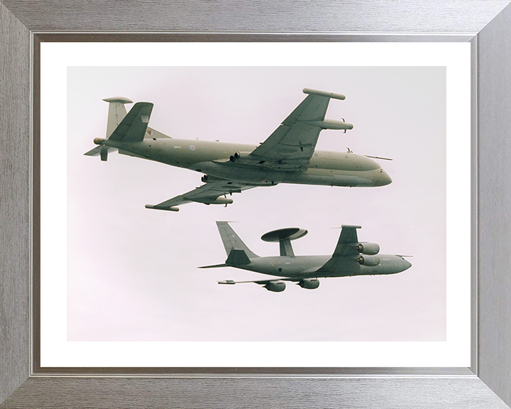 RAF Nimrod R1 and Sentry AEW1 in flight Photo Print - Royal Air Force Aircraft Hampshire Prints 10 x 8 Silver Frame Yes