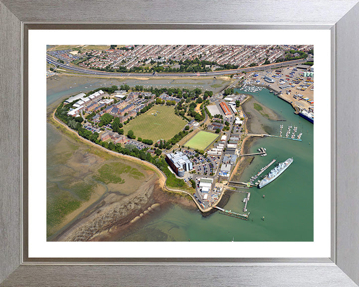 HMS Excellent Royal Navy shore establishment Aerial Photo Print or Framed Photo Print - Hampshire Prints