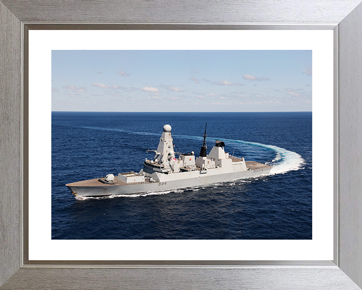 HMS Diamond (D34) Royal Navy Type 45 Destroyer Hard Turn Photo Print Wall Art Decor Posters, Prints, & Visual Artwork Hampshire Prints 10 x 8 Silver Frame Yes