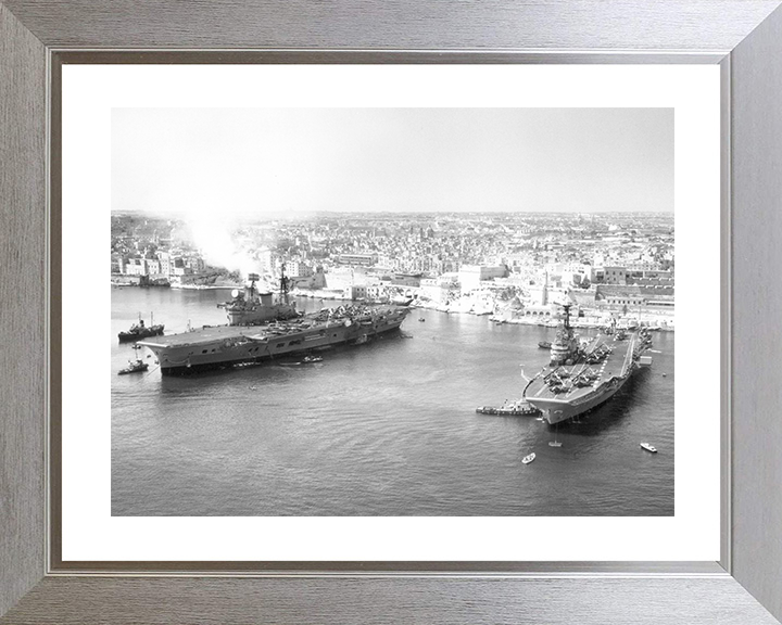 HMS Centaur (R06) and HMS Eagle (R05) Royal Navy Aircraft Carriers Malta Photo Print Wall Art Decor Posters, Prints, & Visual Artwork Hampshire Prints 10 x 8 Silver Frame Yes