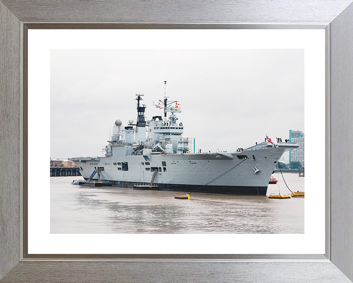 HMS Ark Royal (R07) Royal Navy Invincible Class Aircraft Carrier At A Buoy Photo Print Wall Art Decor Posters, Prints, & Visual Artwork Hampshire Prints 10 x 8 Silver Frame Yes