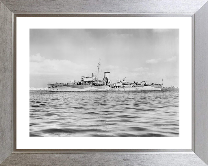 HMS Camellia (K31) Royal Navy Flower Class Corvette Port Beam View Photo Print Wall Art Decor Posters, Prints, & Visual Artwork Hampshire Prints 10 x 8 Silver Frame Yes