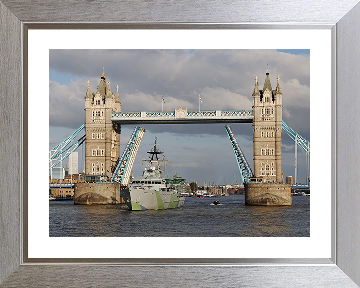 HMS Severn (P282) Photo Print - Tower Bridge - Royal Navy River Class Patrol Vessel Hampshire Prints 10 x 8 Silver frame Yes