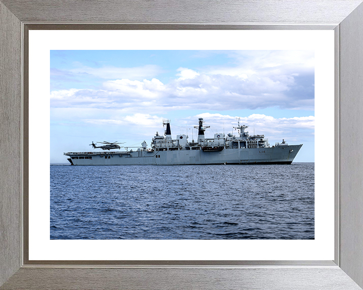HMS Albion (L14) Photo Print - Starboard Beam 2021 - Royal Navy Albion Class Amphibious Ship Hampshire Prints 10 x 8 Silver Frame Yes