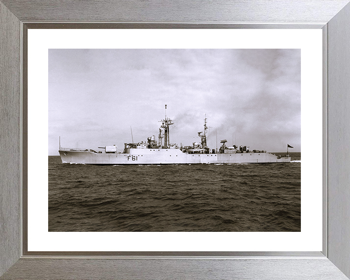 HMS Llandaff (F61) - At Sea 1959 - Royal Navy Salisbury Class Frigate Photo Print Wall Art Naval Decor UK Posters, Prints, & Visual Artwork Hampshire Prints 10 x 8 Silver Frame Yes