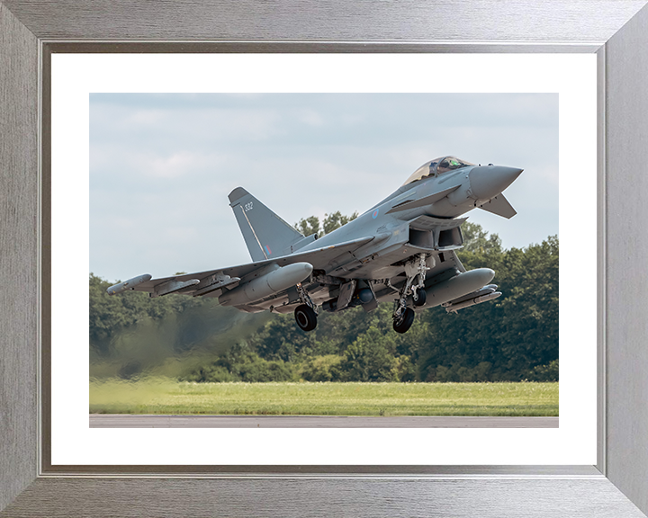 RAF Typhoon FGR4 Taking off 2025 Photo Print - Royal Air Force Aircraft Hampshire Prints 10 x 8 Silver Frame Yes
