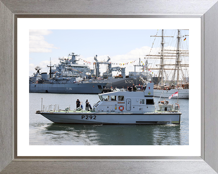 HMS Charger (P292) Photo Print - Kiel Harbour 2022 - Royal Navy Archer Class Patrol Vessel Posters, Prints, & Visual Artwork Hampshire Prints 10 x 8 Silver Frame Yes
