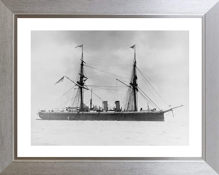 HMS Temeraire (1876) Photo Print - Paying Off 1891 - Royal Navy Ironclad Battleship Hampshire Prints 10 x 8 Silver Frame Yes