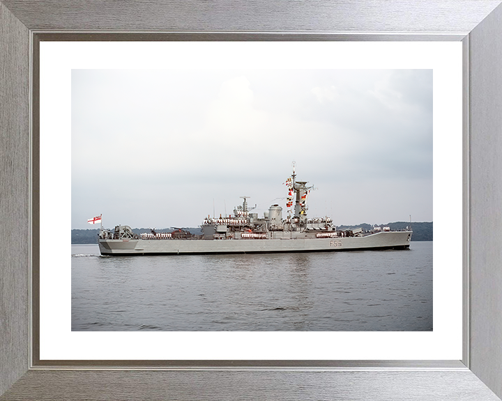 HMS Argonaut (F56) Royal Navy Leander Class Frigate Entering Harbour 1985 Photo Print Wall Art Decor Posters, Prints, & Visual Artwork Hampshire Prints 10 x 8 Silver Frame Yes