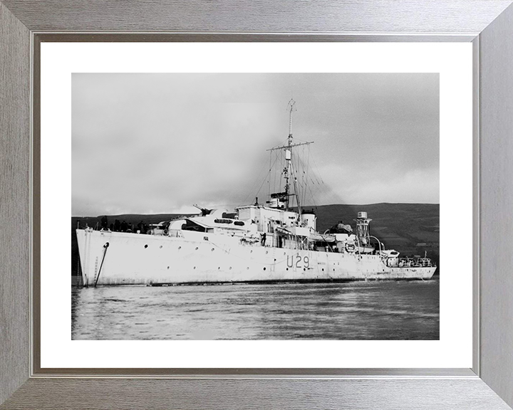 HMS Whimbrel (U29) Photo Print - Port Side View 1945 - Royal Navy Black Swan Class Sloop Posters, Prints, & Visual Artwork Hampshire Prints 10 x 8 Silver Frame Yes