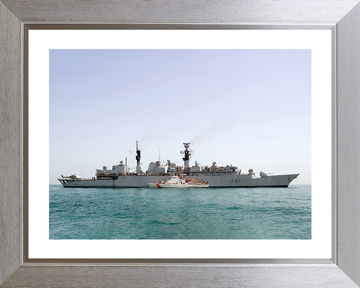 HMS Chatham (F87) Photo Print - With USS Monomoy 2008 - Royal Navy Type 22 Frigate Posters, Prints, & Visual Artwork Hampshire Prints 10 x 8 Silver Frame Yes