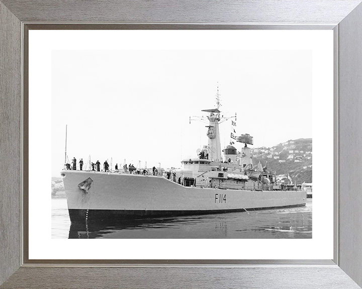 HMS Ajax (F114) Royal Navy Leander Class Frigate Photo Print Warship Wall Art Posters, Prints, & Visual Artwork Hampshire Prints 10 x 8 Silver Frame Yes