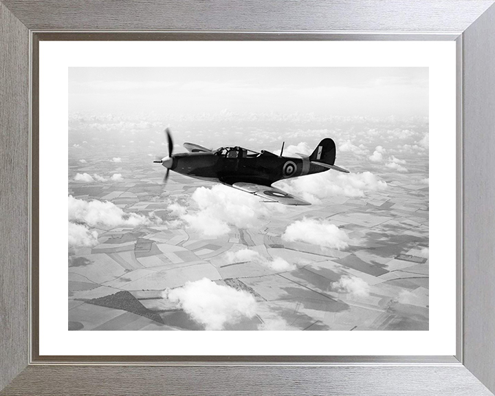 RAF Bell P-39 Airacobra Mk 2 in flight Photo Print - Royal Air Force Aircraft Hampshire Prints 10 x 8 Silver Frame Yes