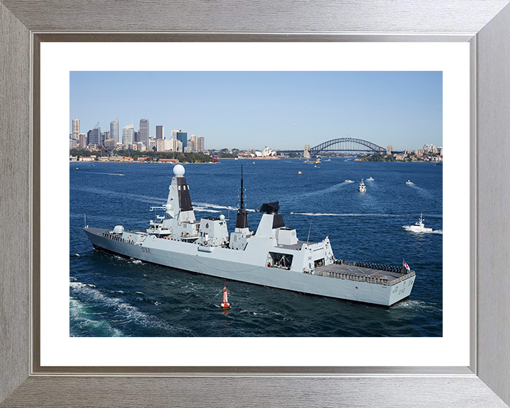 HMS Daring (D32) Photo Print - Sydney Harbour 2013 - Royal Navy Type 45 Destroyer Posters, Prints, & Visual Artwork Hampshire Prints 10 x 8 Silver Frame Yes