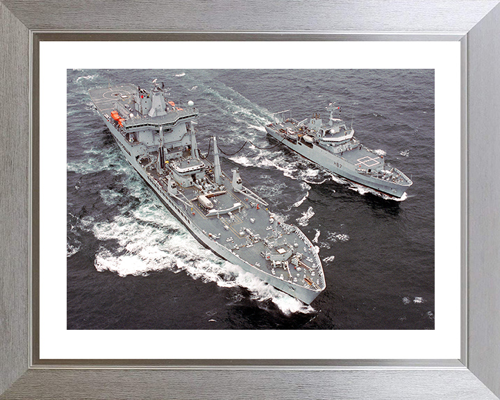 RFA Wave Knight (A389) Photo Print - RAS With HMS Echo 2003 - Royal Fleet Auxiliary Wave Class Tanker Posters, Prints, & Visual Artwork Hampshire Prints 10 x 8 Silver Frame Yes