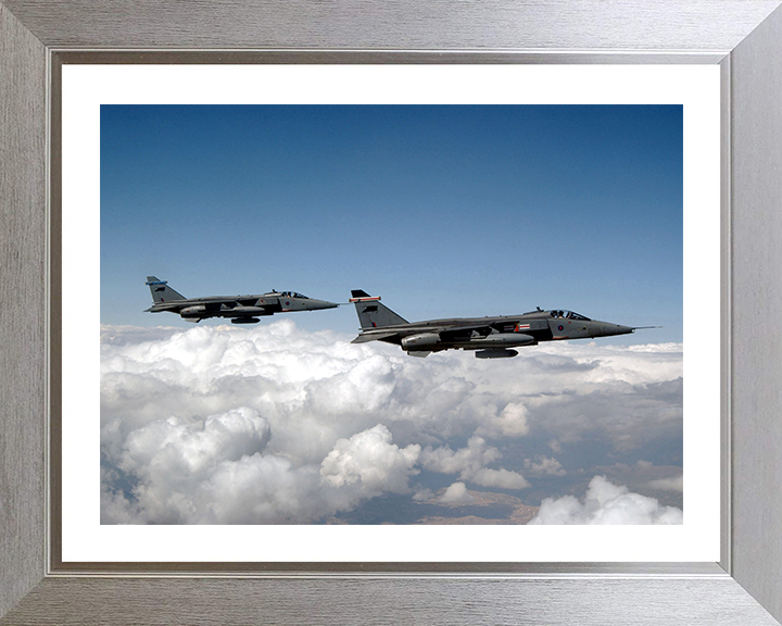 RAF Jaguar GR3A Jets in flight over Turkey Photo Print - Royal Air Force Aircraft Hampshire Prints 10 x 8 Silver Frame Yes