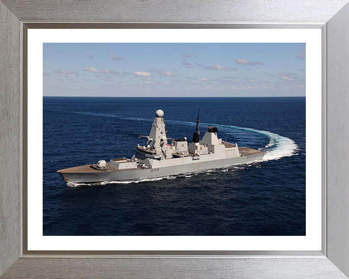 HMS Diamond (D34) Photo Print - Hard Turn - Royal Navy Type 45 Destroyer Hampshire Prints 10 x 8 Silver Frame Yes