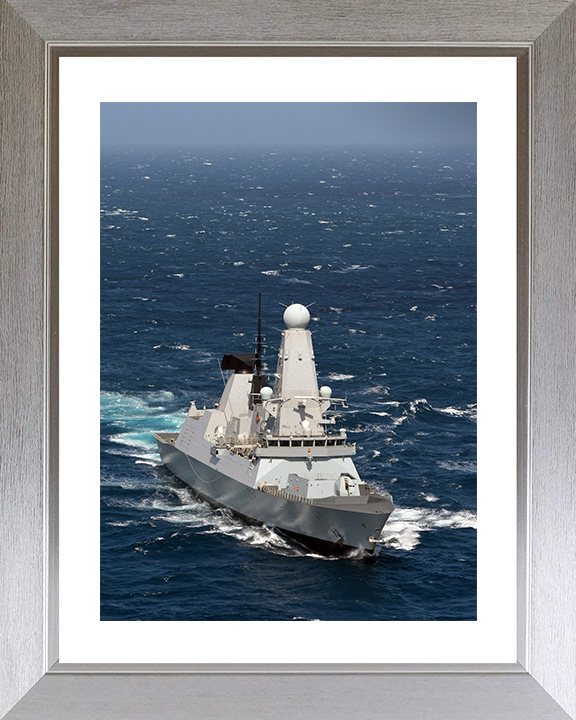 HMS Diamond (D34) Royal Navy Type 45 Destroyer Underway Portrait Photo Print Wall Art Decor Posters, Prints, & Visual Artwork Hampshire Prints 10 x 8 Silver Frame Yes