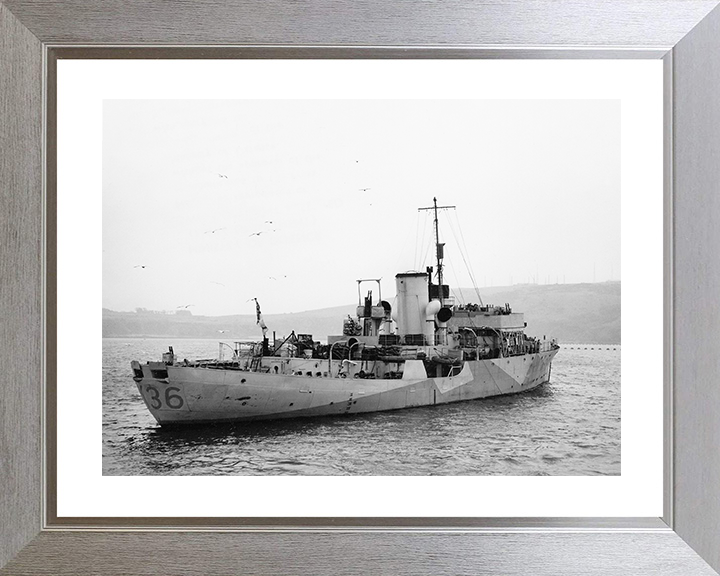 HMS Clematis (K36) Royal Navy Flower Class Corvette Starboard Quarter Photo Print Wall Art Decor Posters, Prints, & Visual Artwork Hampshire Prints 10 x 8 Silver Frame Yes