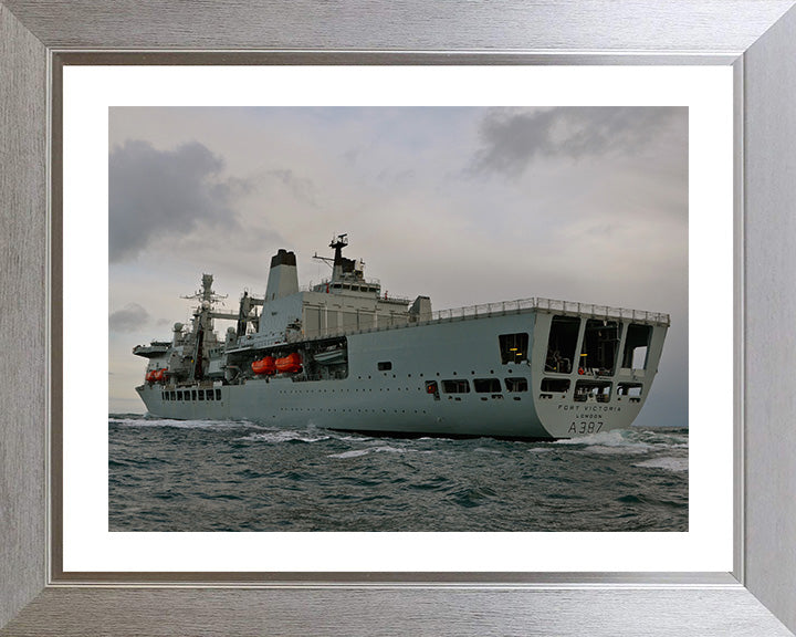 RFA Fort Victoria (A387) Photo Print - Port Quarter View - Royal Fleet Auxiliary Fort Class Tanker Hampshire Prints 10 x 8 Silver Frame Yes