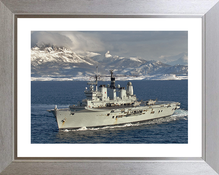 HMS Ark Royal (R07) Photo Print - Norway 2008 - Royal Navy Invincible Class Aircraft Carrier Hampshire Prints 10 x 8 Silver Frame Yes