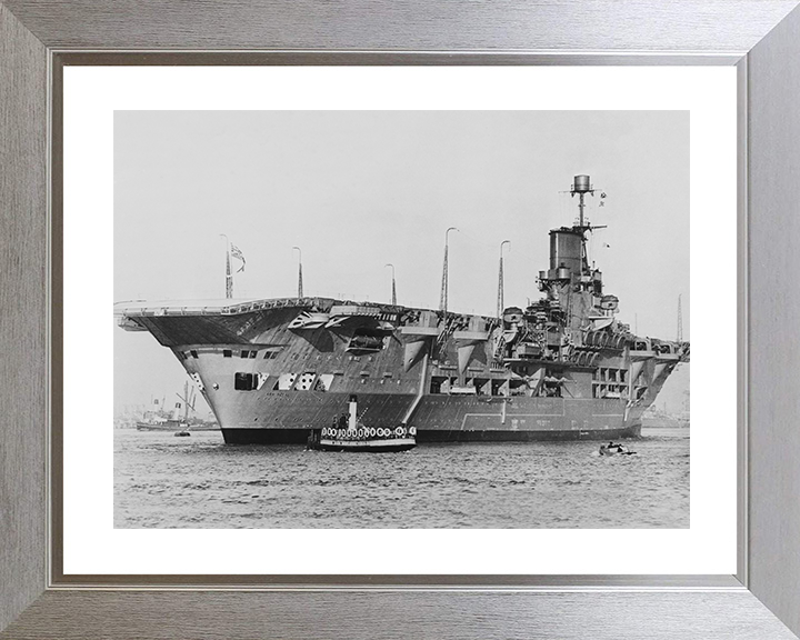 HMS Ark Royal (91) Royal Navy Aircraft Carrier At Anchor Photo Print Wall Art Decor Posters, Prints, & Visual Artwork Hampshire Prints 10 x 8 Silver Frame Yes