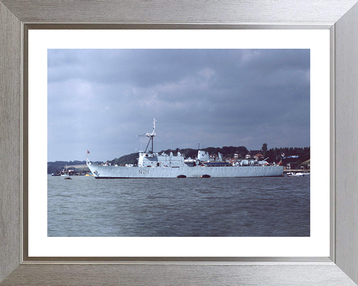 HMS Abdiel (N21) Photo Print - Port Side View - Royal Navy Abdiel Class Mine Layer Hampshire Prints 10 x 8 Silver Frame Yes
