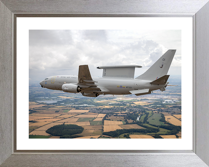 RAF E-7 Wedgetail AEW Mk1 Flypast Photo Print - Royal Air Force Aircraft Hampshire Prints 10 x 8 Silver Frame Yes