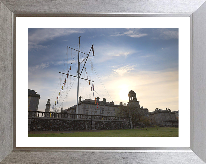 HMS Drake Photo Print - Devonport - Dress Ship - Royal Navy Shore Establishment Hampshire Prints 10 x 8 Silver Frame Yes