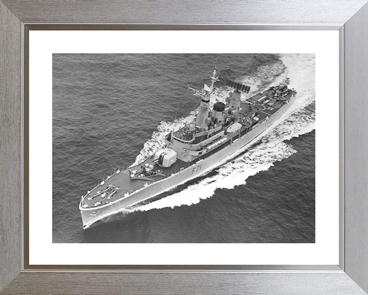 HMS Scylla (F71) Photo Print - From Above - Royal Navy Leander Class Frigate Posters, Prints, & Visual Artwork Hampshire Prints 10 x 8 Silver Frame Yes