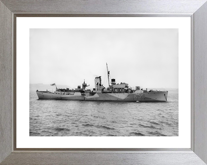 HMS Clematis (K36) Royal Navy Flower Class Corvette Starboard Beam View Photo Print Wall Art Decor Posters, Prints, & Visual Artwork Hampshire Prints 10 x 8 Silver Frame Yes