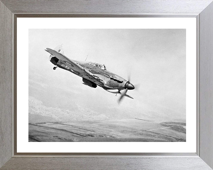 RAF Hawker Hurricane Mark IIC in Flight 1945 Photo Print - Royal Air Force Aircraft Posters, Prints, & Visual Artwork Hampshire Prints 10 x 8 Silver Frame Yes