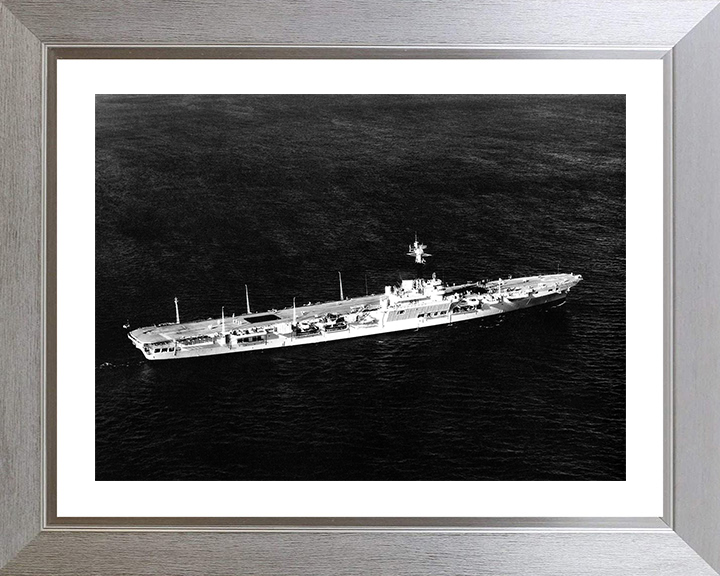 HMS Warrior (R31) Photo Print - At Sea 1957 - Royal Navy Colossus Class Aircraft Carrier Hampshire Prints 10 x 8 Silver Frame Yes