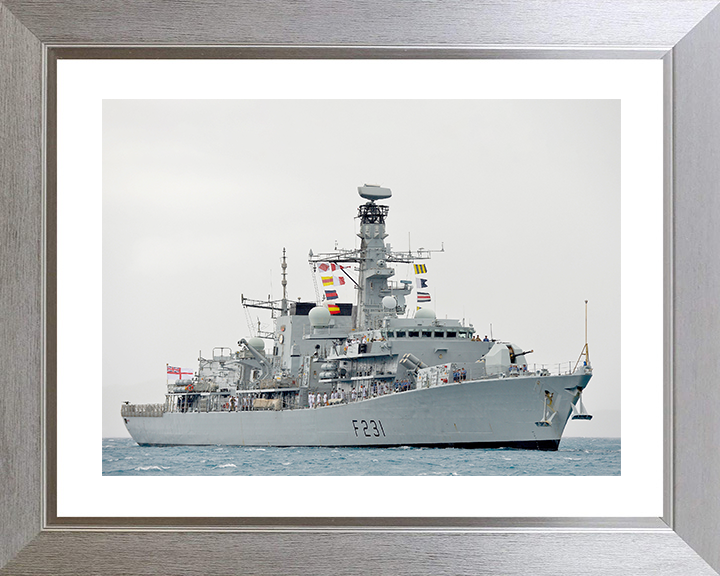 HMS Argyll (F231) Royal Navy Type 23 Frigate Tortola 2014 Wall Art Photo Print Naval Decor Posters, Prints, & Visual Artwork Hampshire Prints 10 x 8 Silver Frame Yes