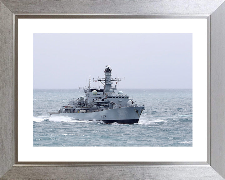 HMS Portland (F79) Photo Print - At Sea - Royal Navy Type 23 Frigate Hampshire Prints 10 x 8 Silver Frame Yes