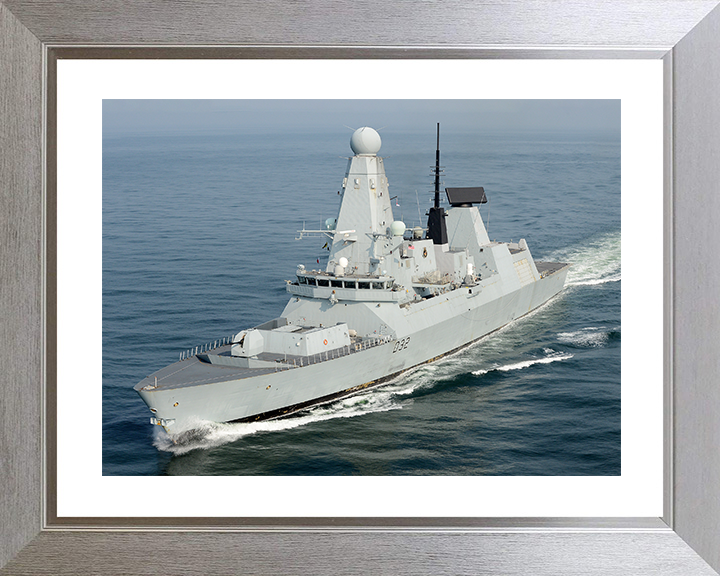 HMS Daring (D32) Royal Navy Type 45 Destroyer Underway Port Side View Photo Print Wall Art Decor Posters, Prints, & Visual Artwork Hampshire Prints 10 x 8 Silver Frame Yes