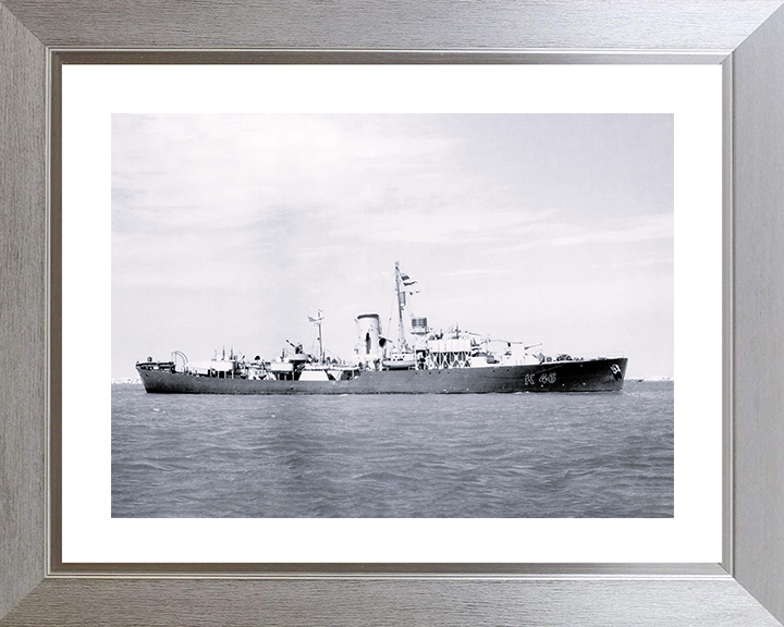 HMS La Malouine (K46) Photo Print - At Sea 1944 - Royal Navy Flower Class Corvette Posters, Prints, & Visual Artwork Hampshire Prints 10 x 8 Silver Frame Yes