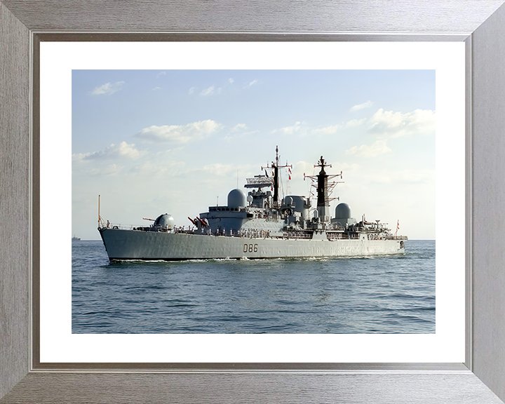 HMS Birmingham (D86) Royal Navy Type 42 Destroyer Entering Harbour Photo Print Wall Art Decor Posters, Prints, & Visual Artwork Hampshire Prints 10 x 8 Silver Frame Yes