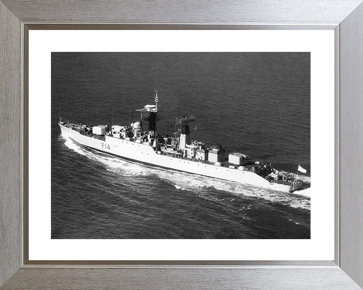 HMS Leopard (F14) - At Sea 1966 - Royal Navy Leopard Class Frigate Photo Print Wall Art Naval Decor UK Posters, Prints, & Visual Artwork Hampshire Prints 10 x 8 Silver Frame Yes