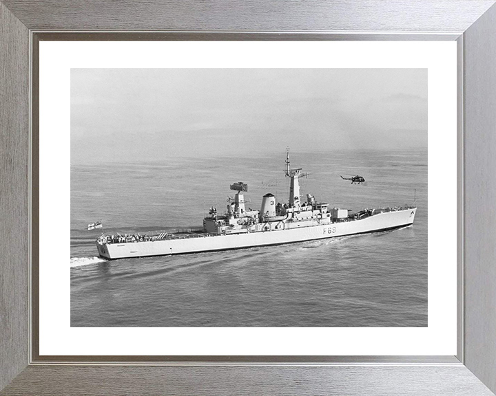 HMS Bacchante (F69) Royal Navy Leander Class Frigate Starboard Side View Photo Print Wall Art Decor Posters, Prints, & Visual Artwork Hampshire Prints 10 x 8 Silver Frame Yes