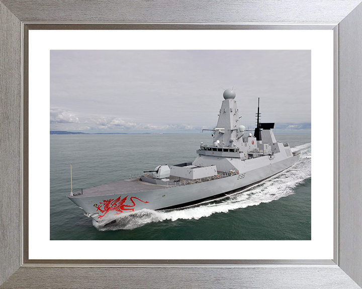 HMS Dragon (D35) Photo Print - At Speed 2011 - Royal Navy Type 45 Destroyer Hampshire Prints 10 x 8 Silver Frame Yes