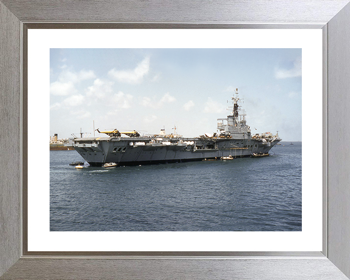 HMS Centaur (R06) Royal Navy Centaur Class Carrier At Anchor Photo Print Wall Art Decor Posters, Prints, & Visual Artwork Hampshire Prints 10 x 8 Silver Frame Yes