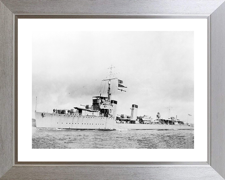 HMS Broke (D83) Royal Navy Thornycroft Type Flotilla Leader Port Side Photo Print Wall Art Decor Posters, Prints, & Visual Artwork Hampshire Prints 10 x 8 Silver Frame Yes
