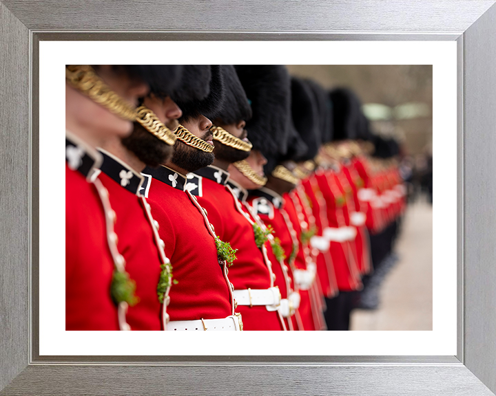 Irish Guards on Parade with Shamrocks Photo Print - British Army Hampshire Prints 10 x 8 Silver Frame Yes