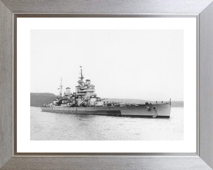 HMS Anson (79) Royal Navy King George V Class Battleship Starboard View Photo Print Wall Art Decor Posters, Prints, & Visual Artwork Hampshire Prints 10 x 8 Silver Frame Yes